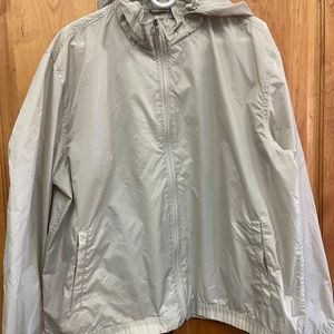 Alfani Beige Tan Windbreaker Jacket Fall Autumn Mens XXL Hood Pockets